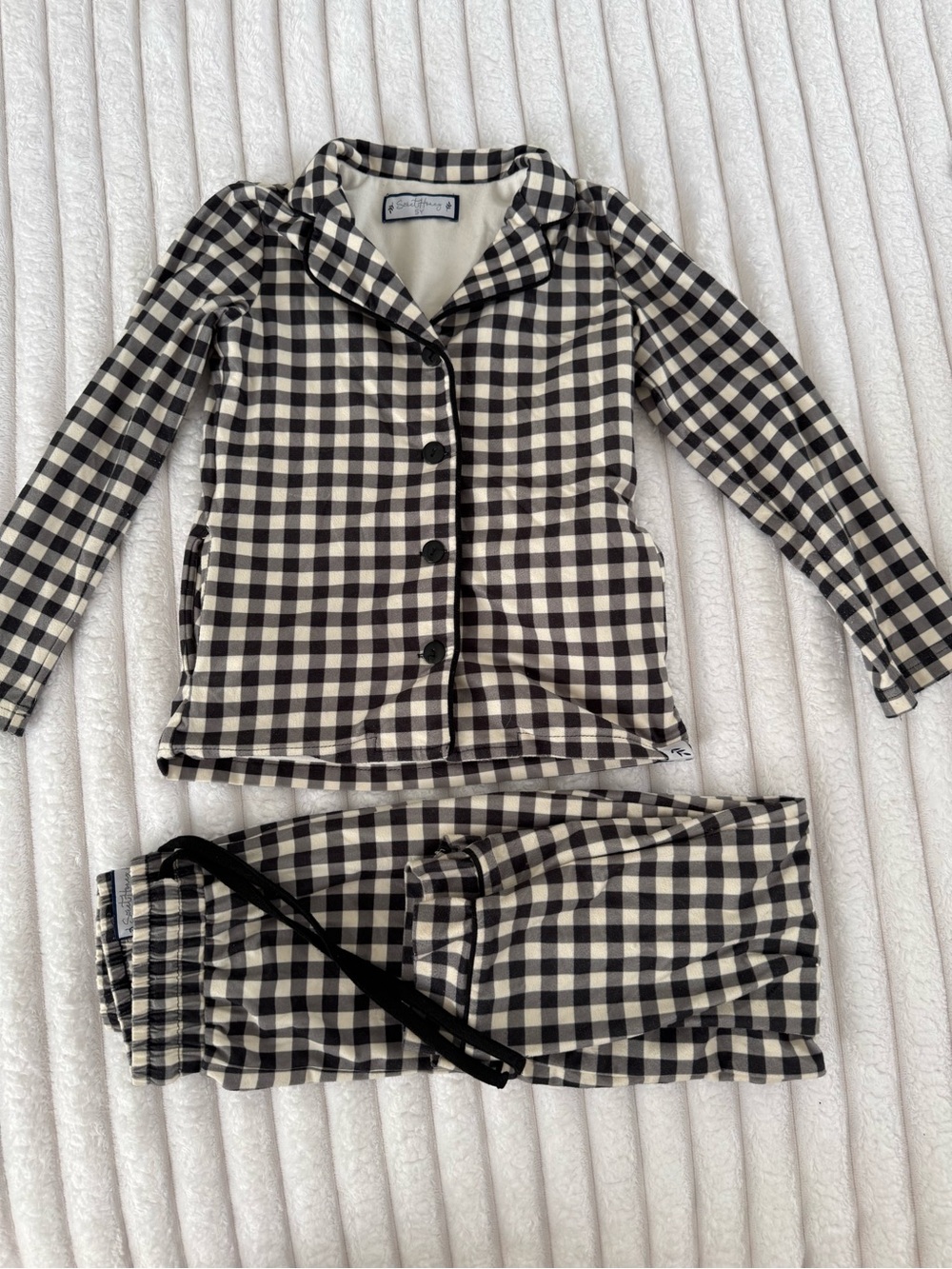 Sweethoney Black and white Gingham Plaid Pajama Set - Classic Button-Up
